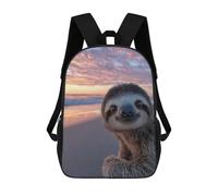 sinyumoney Stampa 3D Edinburgh Scotland Nightscape Illustrazione Zaini Scuola Per Bambini, Zaini Per Ragazzi Grande Zaino Da Viaggio, Zaini Da Giorno, Cute Sloth At Sunset Beach, 17"