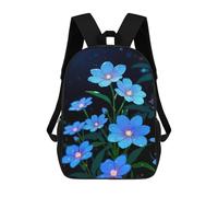 sinyumoney Stampa 3D Gothic Skull And Rose Zaini Scuola Per Bambini, Zaini Per Ragazzi Grande Zaino Da Viaggio, Zaini Da Giorno, Blue Flowers Night, 17"