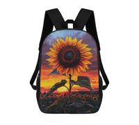 sinyumoney Stampa 3D Retrofuturistic Sunset Zaini Scuola Per Bambini Da 17 Pollici Borse Per Libri Per Ragazzi Grande Zaino Da Viaggio, Zaini Da Giorno, Sunflower At Sunset, 17"