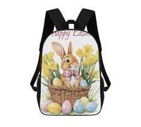 sinyumoney Stampa 3D Zaino Alla Moda Per Bambini Cute Easter Bunny Basket Zaino Per Ragazzi Zaino Scolastico Per Ragazze Borse Per La Scuola Elementare Borsa Per Libri Per Adolescenti 17inch