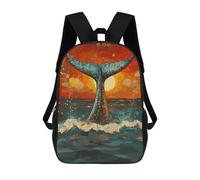 sinyumoney Stampa 3D Zaino Alla Moda Per Bambini Whale Tail at Sunset Zaino Per Ragazzi Zaino Scolastico Per Ragazze Borse Per La Scuola Elementare Borsa Per Libri Per Adolescenti 17inch
