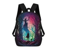 sinyumoney Stampato in 3D Fantasy Forest Castle Silhouette Zaini Scolastici Per Bambini Alla Moda Zaini Casual Da Viaggio Per Bambini Zaini Da Giorno Di Grande Capacità Per Ragazzi E Ragazze 17inch