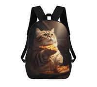 sinyumoney Stampato in 3D Fat Cat Eating Pizza Zaini Scolastici Per Bambini Alla Moda Zaini Casual Da Viaggio Per Bambini Zaini Da Giorno Di Grande Capacità Per Ragazzi E Ragazze 17inch