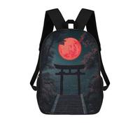 sinyumoney Stampato in 3D Red Moon Torii Gate Zaini Scolastici Per Bambini Alla Moda Zaini Casual Da Viaggio Per Bambini Zaini Da Giorno Di Grande Capacità Per Ragazzi E Ragazze 17inch