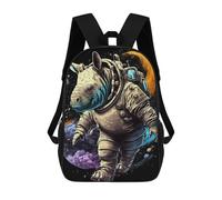 sinyumoney Stampato in 3D Rhinoceros Astronaut in Space-2 Zaini Scolastici Per Bambini Alla Moda Zaini Casual Da Viaggio Per Bambini Zaini Da Giorno Di Grande Capacità Per Ragazzi E Ragazze 17inch