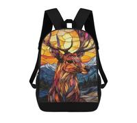 sinyumoney Stampato in 3D Stained Glass Deer Zaini Scolastici Per Bambini Alla Moda Zaini Casual Da Viaggio Per Bambini Zaini Da Giorno Di Grande Capacità Per Ragazzi E Ragazze 17inch