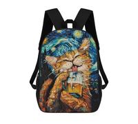 sinyumoney Starry Night Cat with Beer -1 Zaino Scolastico Impermeabile Da Viaggio Borsa Per Computer - Perfetto Per Viaggi, Lavoro E Uso Quotidiano 17inch