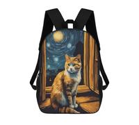 sinyumoney Starry Night Cat Zaino Scolastico Per Bambini, Borsa Scolastica Stampata in 3D Per Ragazzi, Studenti Delle Scuole Elementari E Medie 17inch