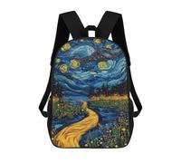 sinyumoney Starry Night Cats Reflection -3 Zaini per bambini, Zaino scolastico stampato 3D per bambini, zaino da viaggio, borsa per libri per bambini, Stile: 20., 17"