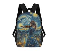 sinyumoney Starry Night Violinist Zaino Scolastico Per Bambini, Borsa Scolastica Stampata in 3D Per Ragazzi, Studenti Delle Scuole Elementari E Medie 17inch