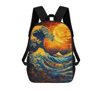 sinyumoney Starry Night Wave Japan Zaino Per La Scuola Stampato in 3D Borsa Scolastica Per Ragazzi E Ragazze Zaino Per Bambini Zaino Da Viaggio 17inch