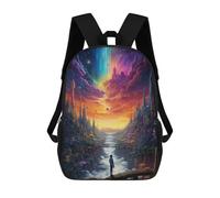 sinyumoney Starry Sky Cityscape -1 Zaino Scolastico Per Bambini, Stampato in 3D, Borsa Scolastica Alla Moda, Borsa Scolastica Casual Per Ragazzi, Studenti Delle Scuole Elementari E Medie 17inch