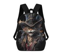 sinyumoney Steampunk Cat Portrait Zaino Scolastico Per Bambini, Borsa Scolastica Stampata in 3D Per Ragazzi, Studenti Delle Scuole Elementari E Medie 17inch
