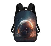 sinyumoney Steampunk Cat with Big Eyes zaino scuola stampato 3D per bambini, zaino alla moda per il tempo libero per la scuola, zaino da viaggio spazioso per bambini, Golden Soccer Ball Sparkle, 17"
