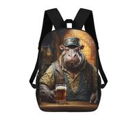 sinyumoney Steampunk Craft Beer Hippo Zaino Scolastico Alla Moda Per Studenti, Adatto A Ragazzi E Ragazze, Ideale Per Viaggi All'aperto E Attività Ricreative. 17inch