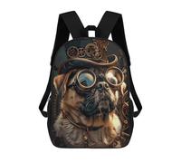 sinyumoney Steampunk Pug DogZaino Scolastico Per Bambini, Zaini Stampati in 3D, Zaini Alla Moda Per La Scuola Elementare E Media Per Ragazzi. 17inch