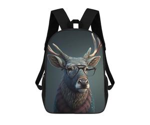 sinyumoney Stylish Deer with Glasses Zaini Per Bambini Zaino Scolastico Borsa Scolastica Stampata in 3D Borsa Scolastica Per Ragazzi Studenti Delle Scuole Elementari E Medie 17inch