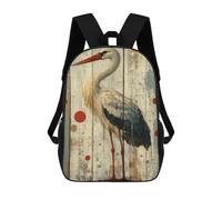 sinyumoney Summer Sunset Zaino 3D per bambini e ragazze, borsa da scuola, zaino per bambini piccoli, zaino casual, borsa per libri alla moda, Stork On Weathered Wood Rustic Stork Decor, 17"