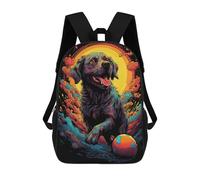 sinyumoney Summer Sunset Zaino 3D per bambini e ragazze, borsa da scuola, zaino per bambini piccoli, zaino casual, borsa per libri alla moda, Dog And Ball On The Beach, 17"