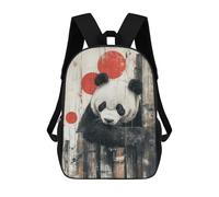 sinyumoney Summer Sunset Zaino 3D per bambini e ragazze, borsa da scuola, zaino per bambini piccoli, zaino casual, borsa per libri alla moda, Panda With Red Circles Panda Rustic Wall Art, 17"