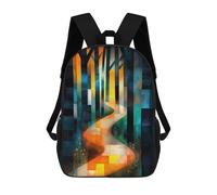 sinyumoney Sunny Path Inspired by August Macke - Geometric Abstract Landscape Art Zaino Scolastico Per Ragazze 17inch Zaino Casual Leggero Per Ragazzi E Ragazze, Zaino Per Studenti Delle Scuole Medie
