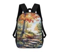sinyumoney Sunset Blaze Zaino scolastico per ragazze e ragazzi, grande zaino leggero per bambini e studenti, Steps To Fall, 17"