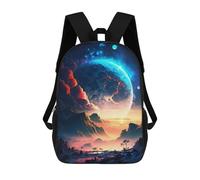 sinyumoney Sunset Galaxy Landscape - Zaino scolastico per bambini, con stampa 3D, borsa da scuola alla moda, per ragazzi, studenti elementari e college, Twilight Cosmic Forest, 17"