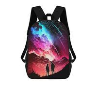 sinyumoney Sunset Galaxy Landscape - Zaino scolastico per bambini, con stampa 3D, borsa da scuola alla moda, per ragazzi, studenti elementari e college, Beyond The Cosmos, 17"