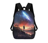 sinyumoney Sunset Galaxy Landscape - Zaino scolastico per bambini, con stampa 3D, borsa da scuola alla moda, per ragazzi, studenti elementari e college, Flame Of Comet Landscape, 17"