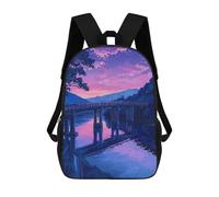 sinyumoney Sunset Japan Painting Zaino Scolastico Alla Moda Per Studenti, Adatto A Ragazzi E Ragazze, Ideale Per Viaggi All'aperto E Attività Ricreative. 17inch