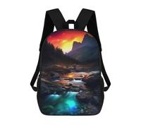 sinyumoney Sunset Mountain Stream Zaini Per Bambini Zaino Scolastico Borsa Scolastica Stampata in 3D Borsa Scolastica Per Ragazzi Studenti Delle Scuole Elementari E Medie 17inch