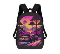 sinyumoney Sunset Ocean Waves Zaino con stampa 3D per bambini, zaino per la scuola elementare, zaino leggero per la scuola, per bambini, ragazze, ragazzi, asilo, borsa per il pranzo, Vibrant Retro