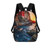 sinyumoney Sunset Over Coastal Town Zaino Per Ragazzi, Studenti Adolescenti, Zainetti Per Ragazze, Borse Per Bambini, Scuola Elementare, Scuola Media, Borsa Per Libri 17inch