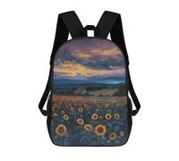sinyumoney Sunset Sunflower Field Zaino Scolastico Per Bambini, Stampato in 3D, Borsa Scolastica Alla Moda, Borsa Scolastica Casual Per Ragazzi, Studenti Delle Scuole Elementari E Medie 17inch