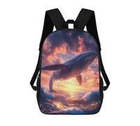 sinyumoney Sunset Whale Zaino Per Bambini Zaino Scolastico Borsa Scolastica Borsa Scolastica Alla Moda Stampata in 3D Per Ragazzi Studenti Delle Scuole Elementari E Medie 17inch