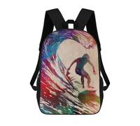 sinyumoney Surfer Watercolor Art Zaino Scolastico Stampato in 3D, Borse Scolastiche Per Ragazzi E Ragazze, Zaino Per Laptop Per Bambini/studenti/adulti 17inch