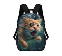 sinyumoney Surprised Cat Underwater Zaino Scolastico Per Bambini Alla Moda Casual Zaini Per Bambini Stampati in 3D Borse Scolastiche Per Ragazzi Zaino Grande 17inch