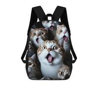 sinyumoney Surprised Cats Compilation-3 Zaino Per Bambini, Zainetti 3D Per La Scuola, Zainetto Per Bambini, Zainetto Casual, Zaino Alla Moda 17inch