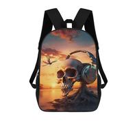 sinyumoney Surreal Sunset Music Skull Zaini, Zaino Per Bambini, Borsa Scolastica Per Studenti, Zaini Da Viaggio Stampati in 3D, Zaino Accessorio Moda, Zaini Impermeabili Per Bambini 17inch