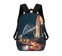 sinyumoney Sydney Harbour Bridge Zaino Scolastico Per Bambini, Borsa Scolastica Stampata in 3D Per Ragazzi, Studenti Delle Scuole Elementari E Medie 17inch