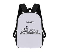sinyumoney Sydney Opera House Line Art Zaino Scolastico Stampato in 3D Zaino Scolastico Per Bambini Zaini Scolastici Zaini Da Viaggio Borsa Casual Alla Moda Per Bambini Studenti Scolastici 17inch