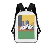 sinyumoney Sydney Opera House Vintage Zaini Scolastici Per Bambini Stampati in 3D, Zaini Casual Per La Scuola, Zaini Da Viaggio Ad Alta Capacità Per Bambini 17inch