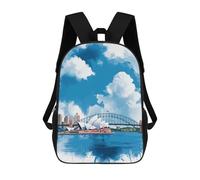 sinyumoney Sydney Opera House Watercolor Zaino Scolastico Per Bambini, Stampato in 3D, Borsa Scolastica Alla Moda, Borsa Scolastica Casual Per Ragazzi, Studenti Delle Scuole Elementari E Medie 17inch