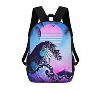 sinyumoney Synthwave Wave And Sunset Zaino Scolastico Per Bambini Stampato in 3D Per Bambini, Zaini Da Viaggio, Borse Per Libri Per Ragazzi, Studenti Delle Scuole Elementari 17inch