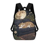 sinyumoney Tabby Cat Sleeping Under The Moon Zaino Scolastico Stampato in 3D, Borse Scolastiche Per Ragazzi E Ragazze, Zaino Per Laptop Per Bambini/studenti/adulti 17inch