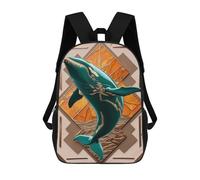 sinyumoney Teal Whale Art Deco Zaini Scolastici Per Bambini Stampati in 3D, Zaini Casual Per La Scuola, Zaini Da Viaggio Ad Alta Capacità Per Bambini 17inch