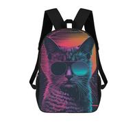 sinyumoney The Beautiful Horse - Zaino con stampa 3D, per bambini, borsa da viaggio, grande capacità, borsa per libri, zaino per bambini, The Retrowave Cat, 17"