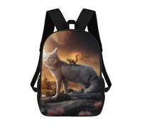 sinyumoney The Double Sided Horse Zaino per bambini con stampa 3D per ragazzi e ragazzi, The Fox And The Squirrel, 17"