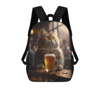 sinyumoney The Drinking Cat Zaino Scolastico Per Bambini, Borsa Scolastica Stampata in 3D Per Ragazzi, Studenti Delle Scuole Elementari E Medie 17inch