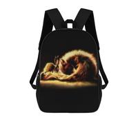 sinyumoney The Excited Cock Zaino Per Bambini Stampa 3D Borsa Scuola Per Ragazzi E Ragazze Zaino Alla Moda E Casual, Coniglio Fox Cuddle, 17"